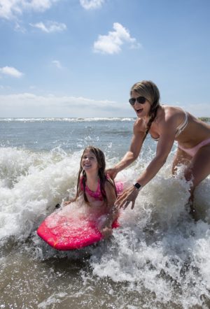 Boogie Board with Mom at Bear Island