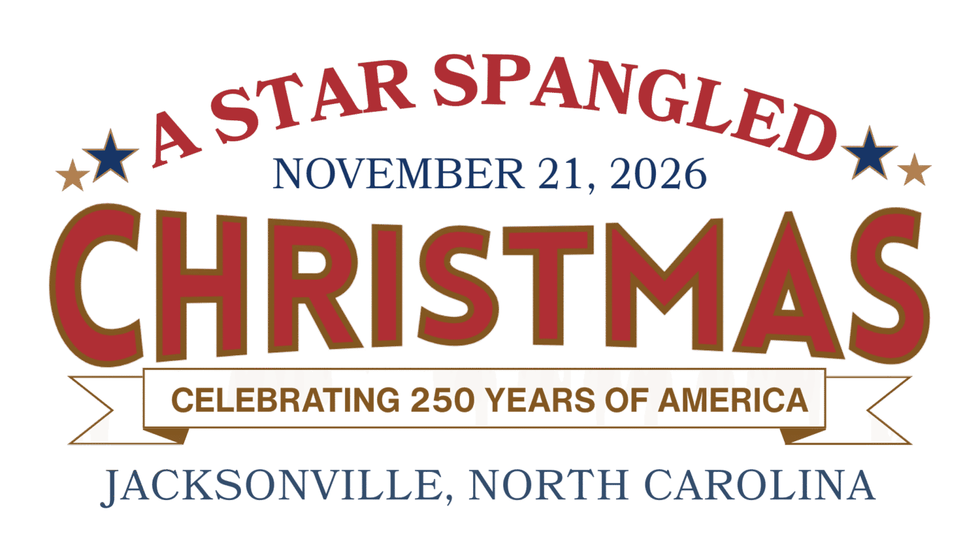 Logo of A Star Spangled Christmas for Jacksonville Onslow Christmas Parade on November 21, 2026.