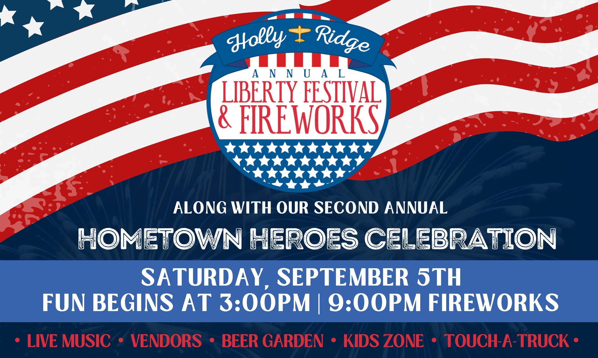 Flyer of Liberty Festival at Holly Ridge on September 5th.